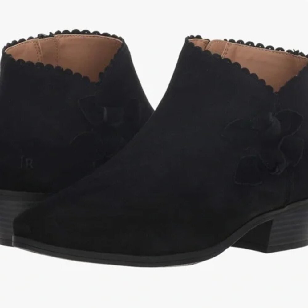 Women's Jack Rogers Kali Suede Ankle Boots with Scalloped Edge & Bow, Size: 6.5